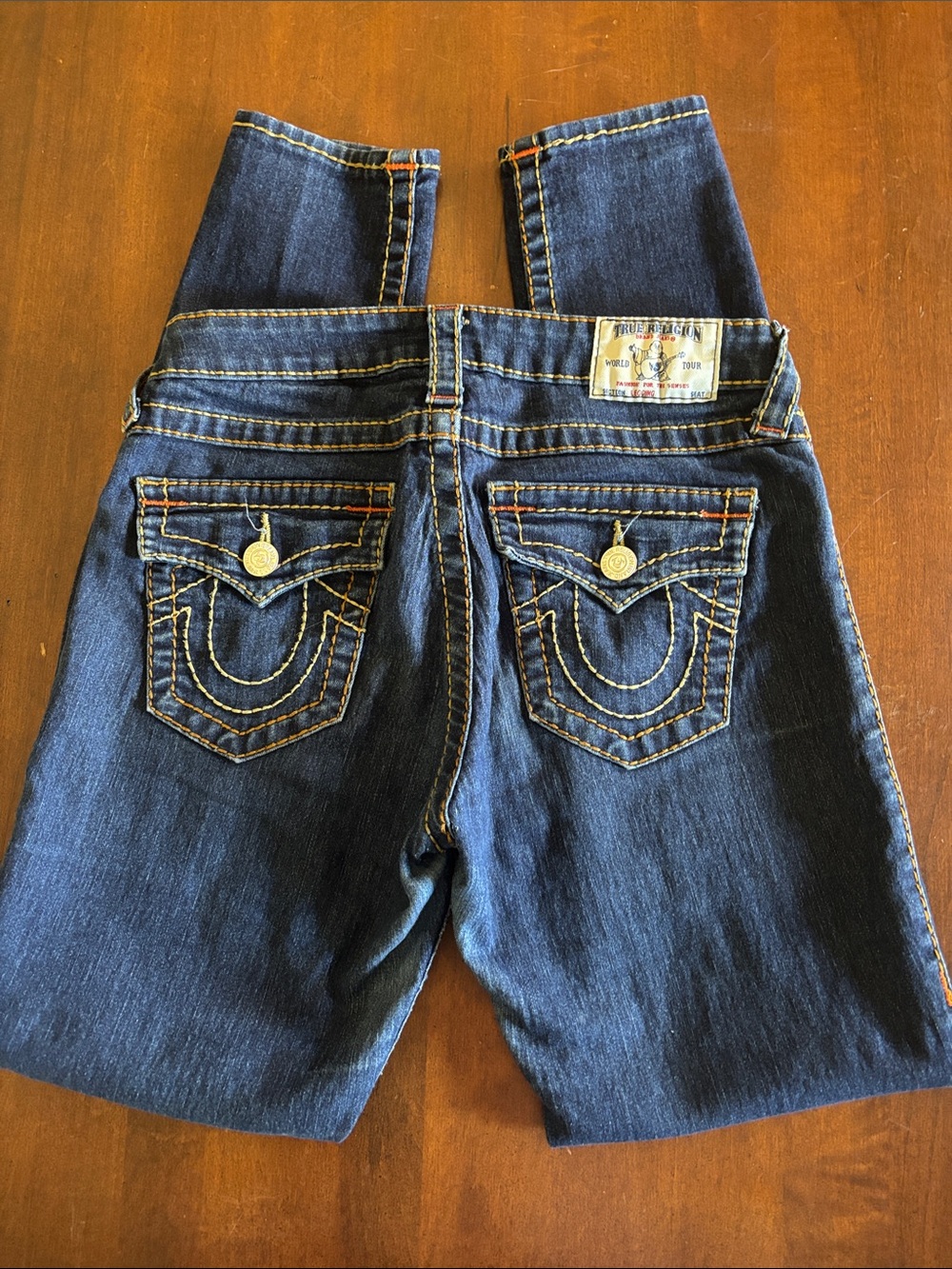 TRUE RELIGION Indigo Denim Skinny Jeans Size 28 with Topstitching (L-134)